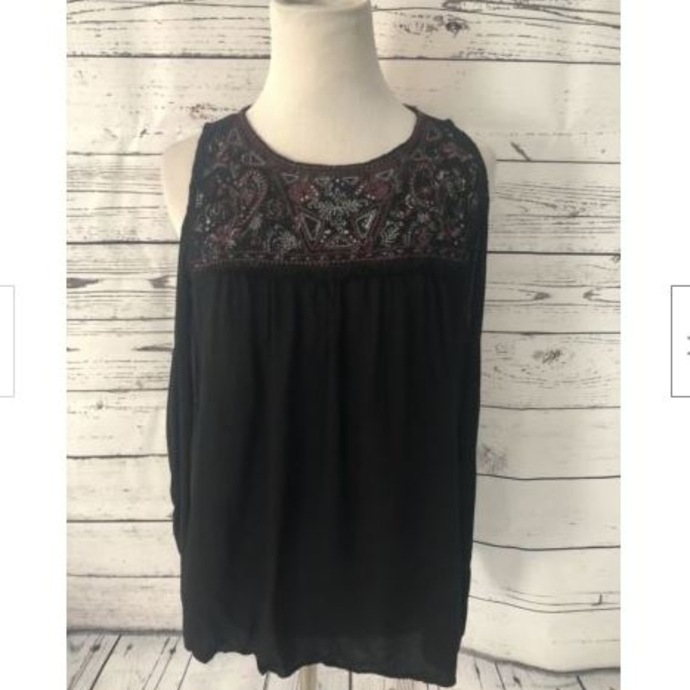 Xhilaration Blouse Top Sz L Cold Shoulder Long Slv
